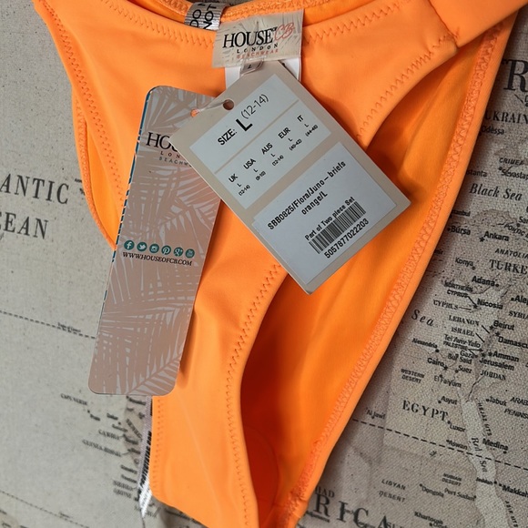 House of CB 'Flora" Orange Halter Bikini Bottoms NWT - Picture 5 of 7